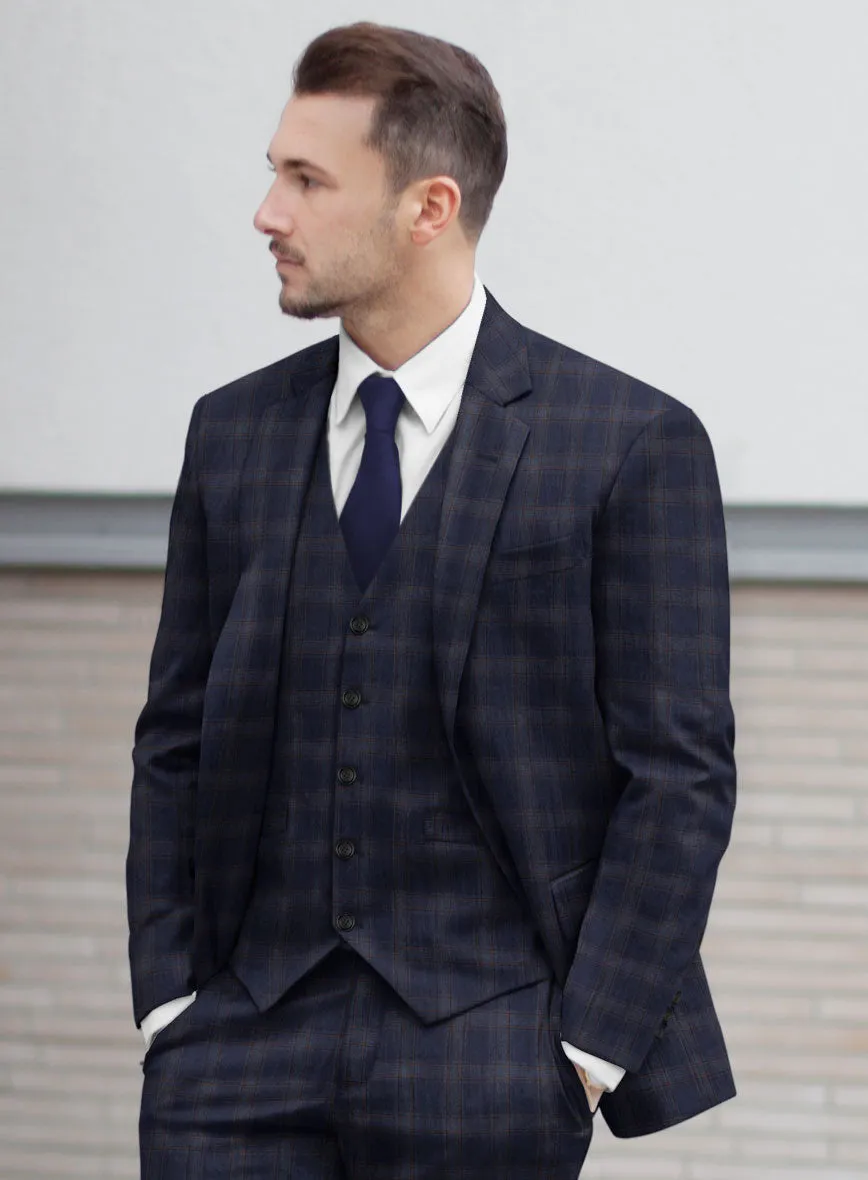 Reda Vidla Dark Blue Checks Wool Jacket