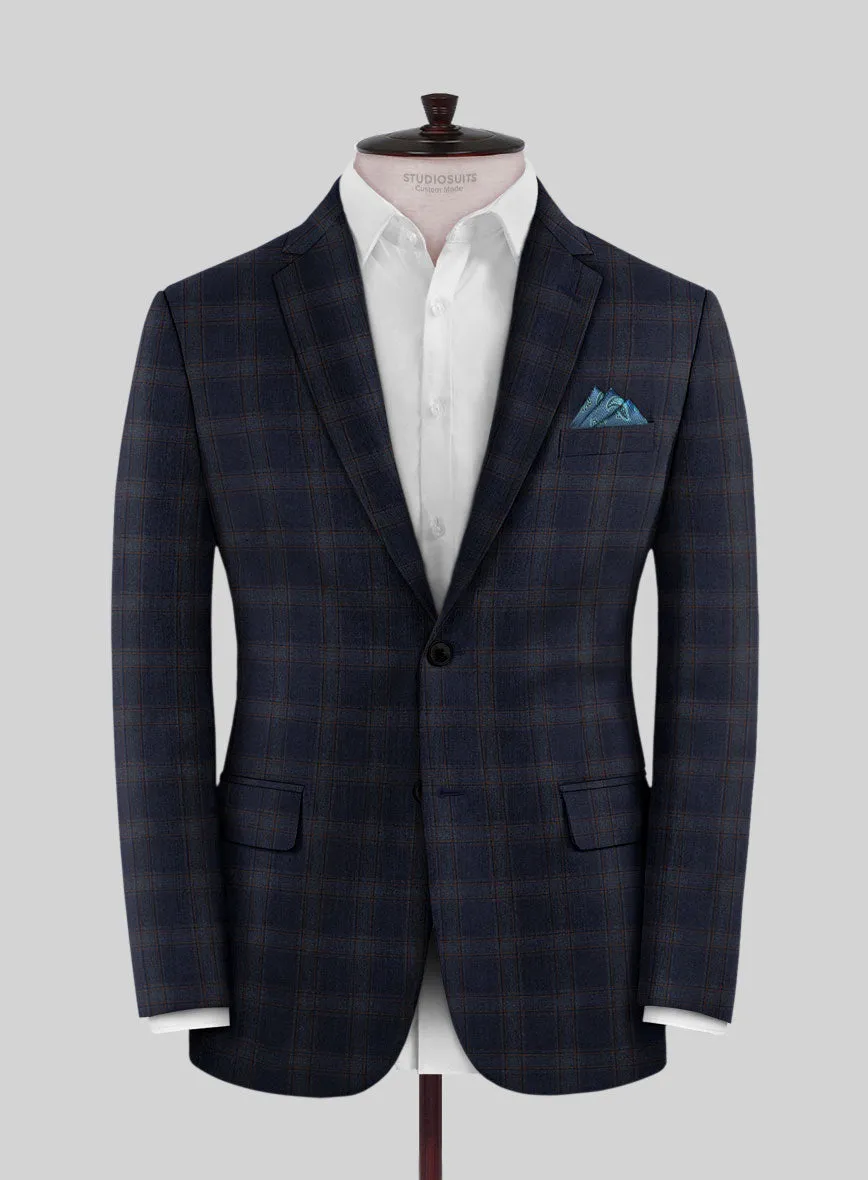 Reda Vidla Dark Blue Checks Wool Jacket
