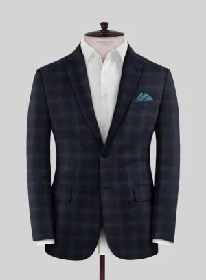 Reda Vidla Dark Blue Checks Wool Jacket