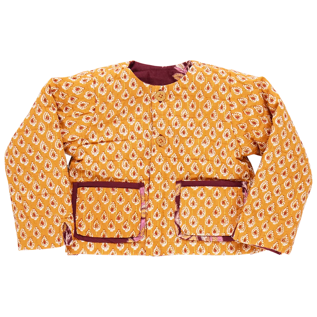 Reversible Quilted Jacket, Burgundy Bouquet Floral