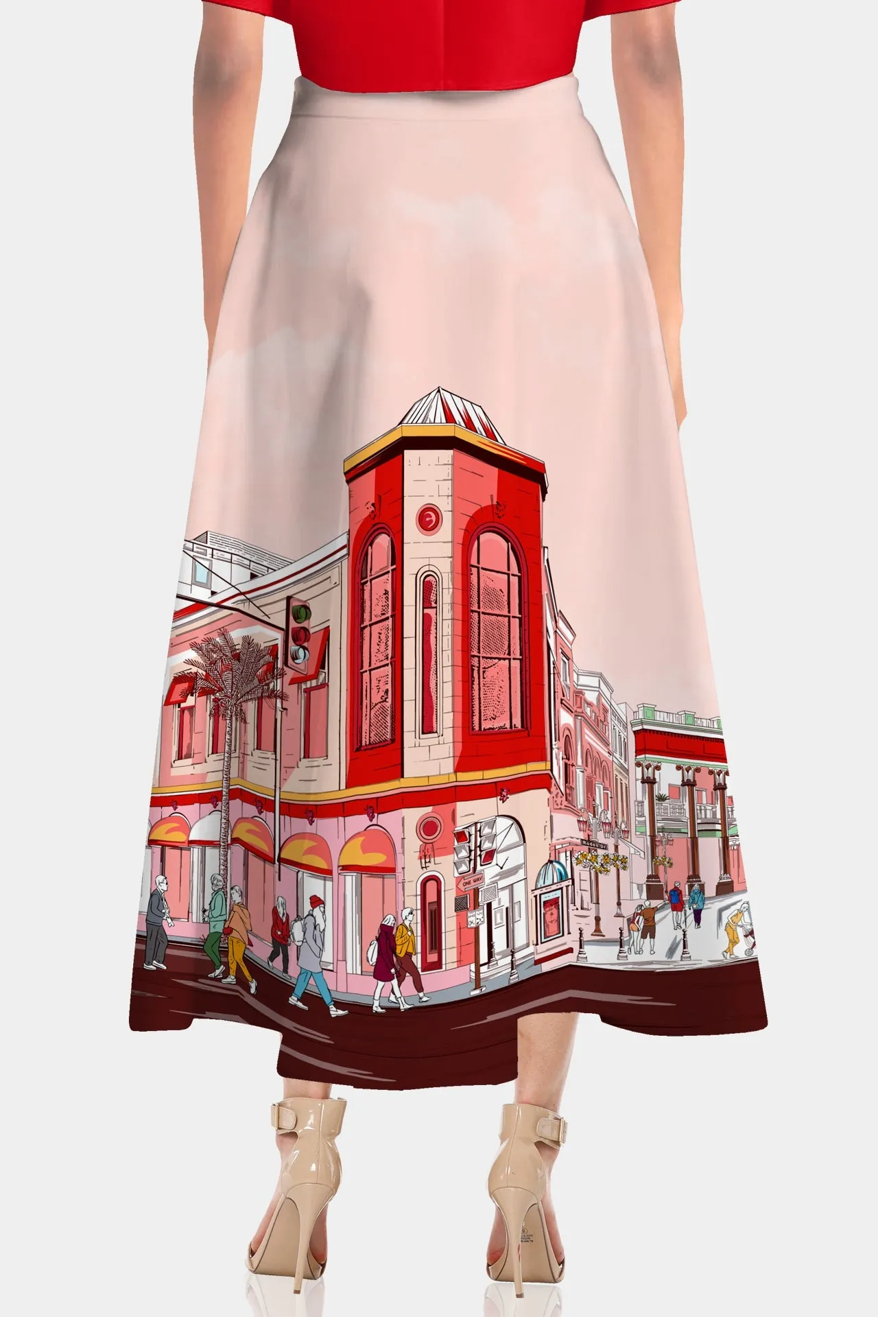 Rodeo Drive Print Mid Length Skirts