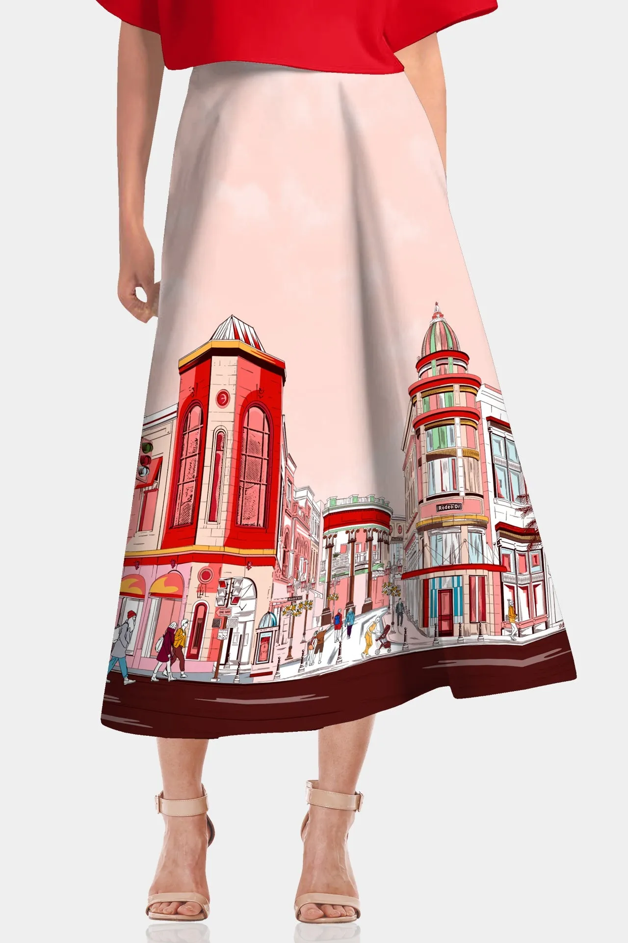 Rodeo Drive Print Mid Length Skirts
