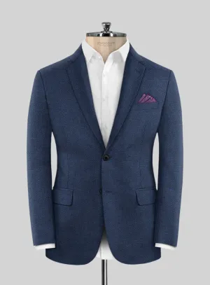 Scabal Cobalt Blue Herringbone Wool Jacket