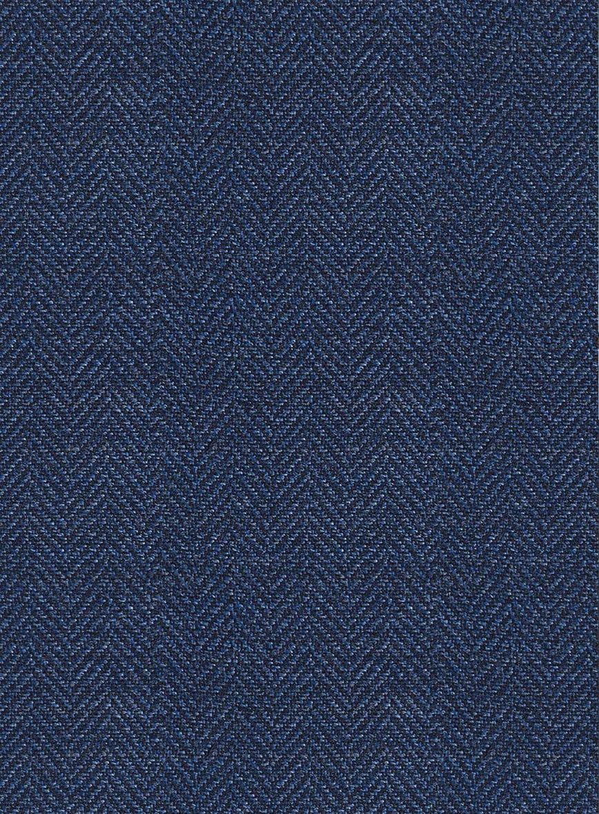 Scabal Cobalt Blue Herringbone Wool Jacket