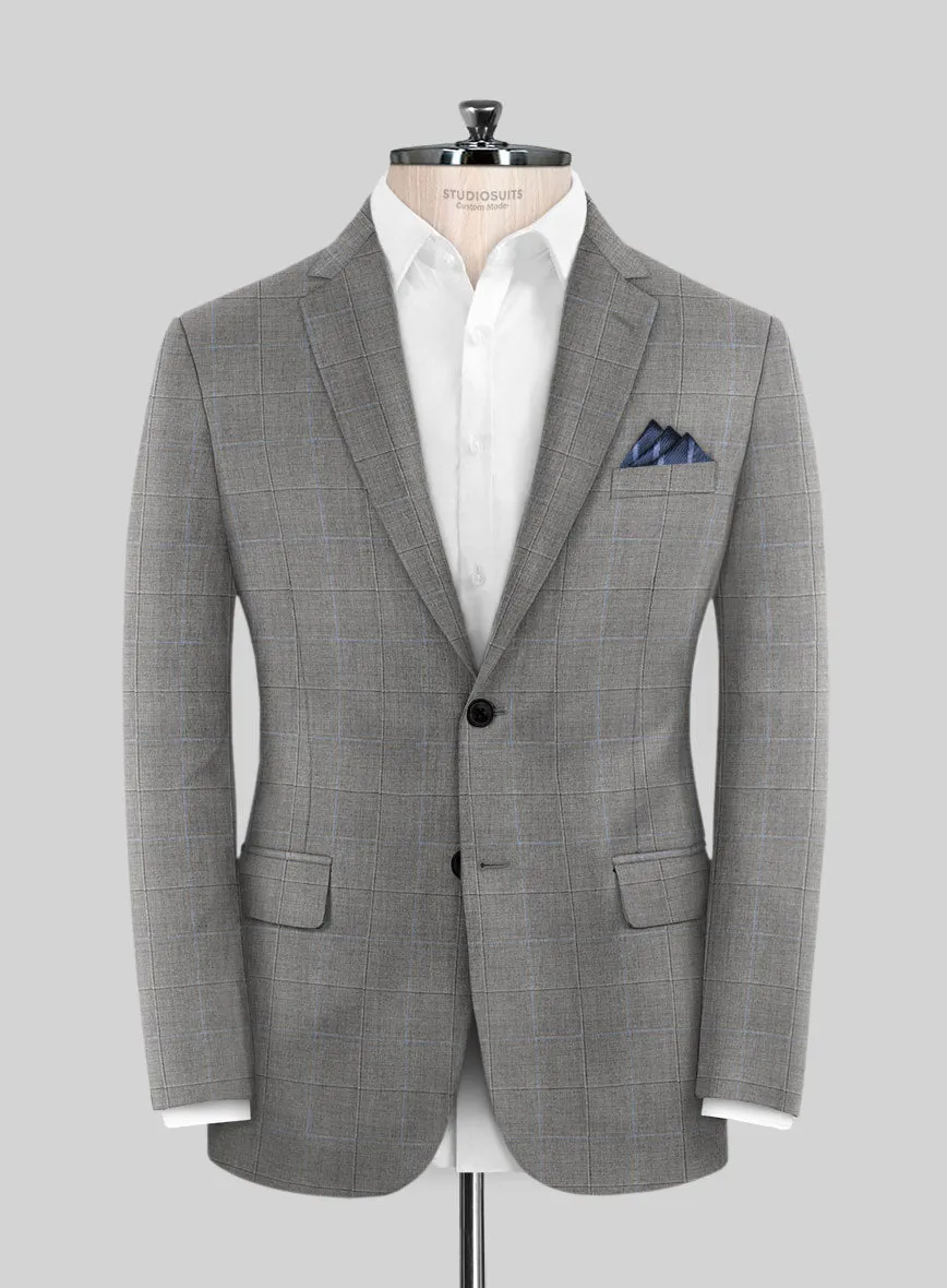 Scabal Cosmopolitan Windowpane Gray Wool Jacket