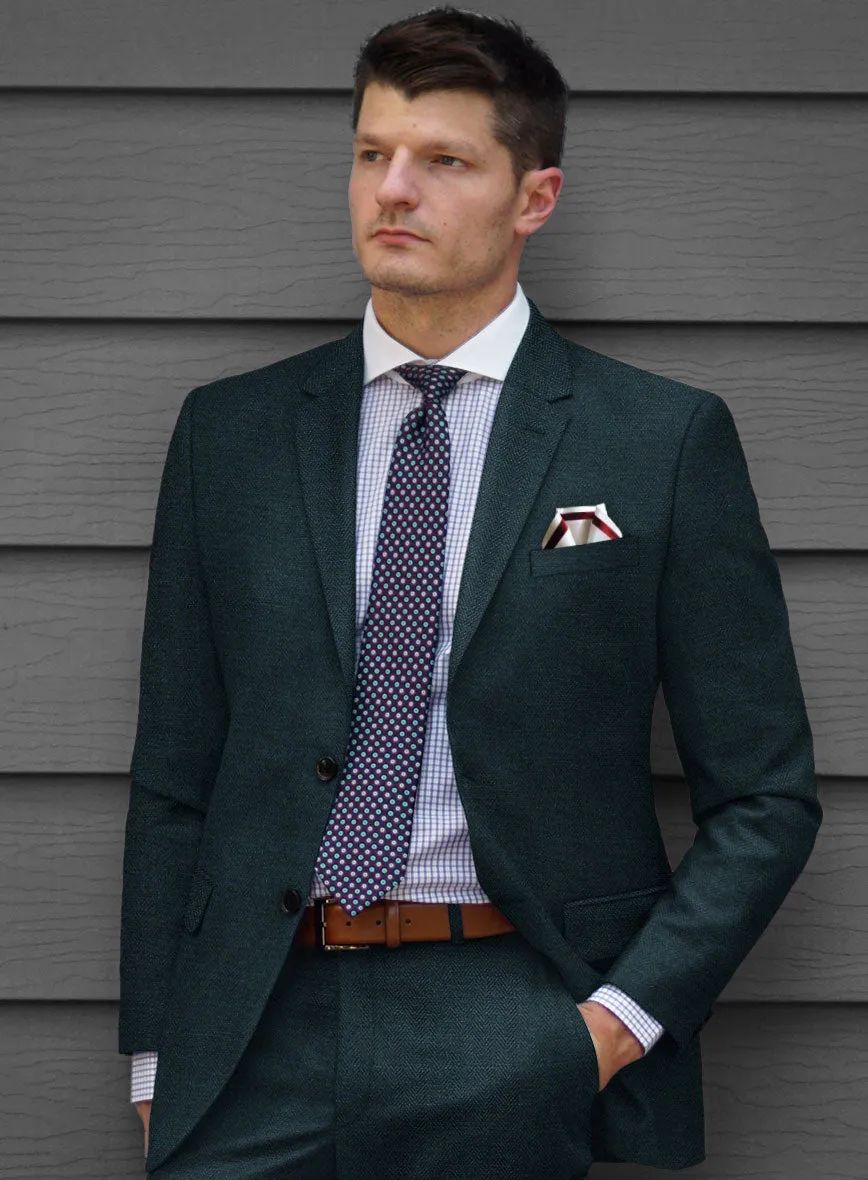Scabal Dark Teal Herringbone Wool Jacket
