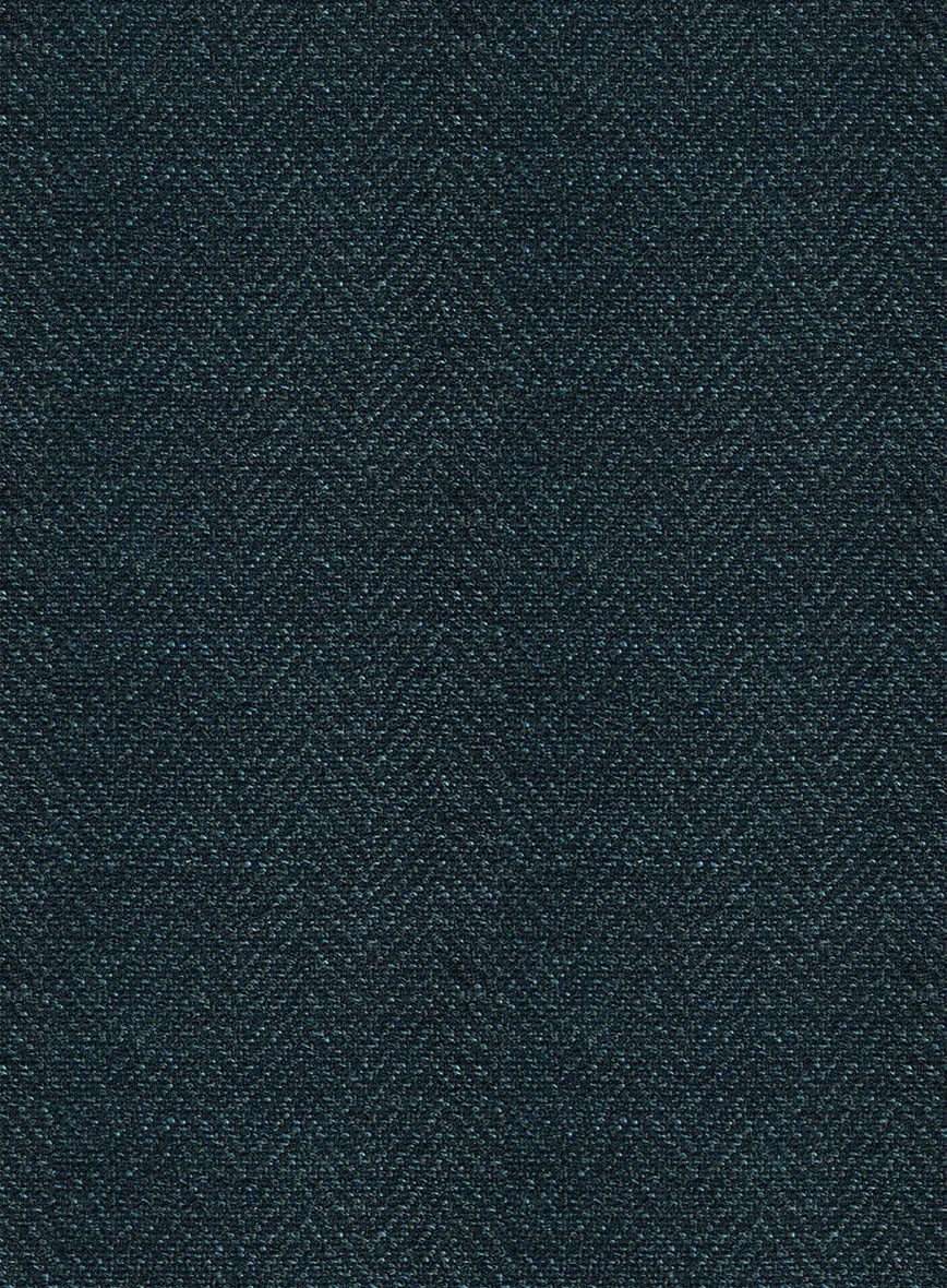 Scabal Dark Teal Herringbone Wool Jacket