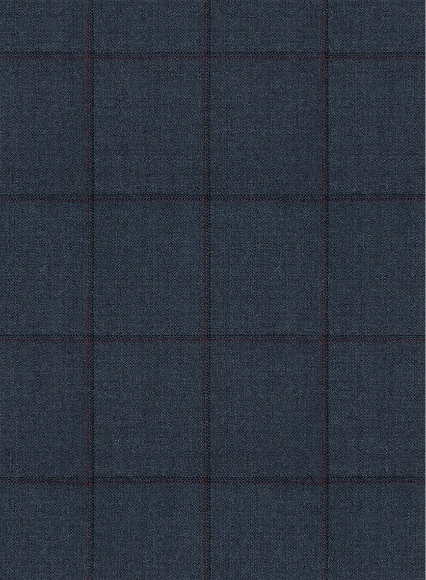 Scabal Londoner Windowpane Dark Blue Wool Jacket