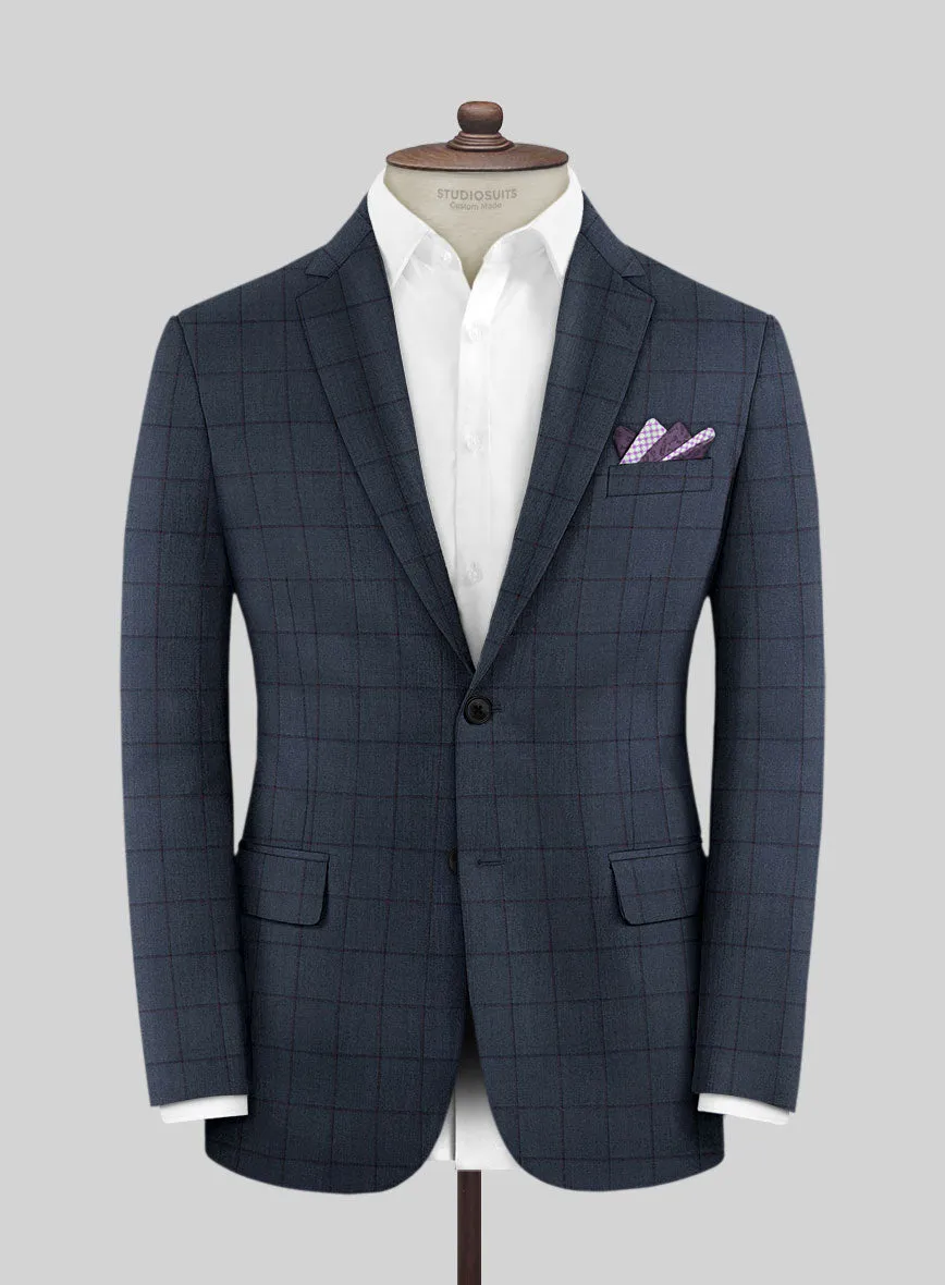 Scabal Londoner Windowpane Dark Blue Wool Jacket