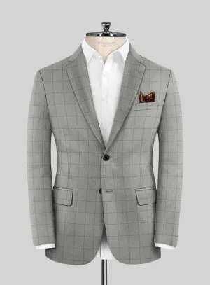 Scabal Londoner Windowpane Light Gray Wool Jacket