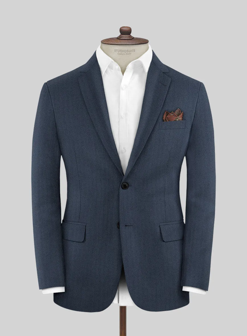 Scabal Nim Herringbone Blue Wool Jacket