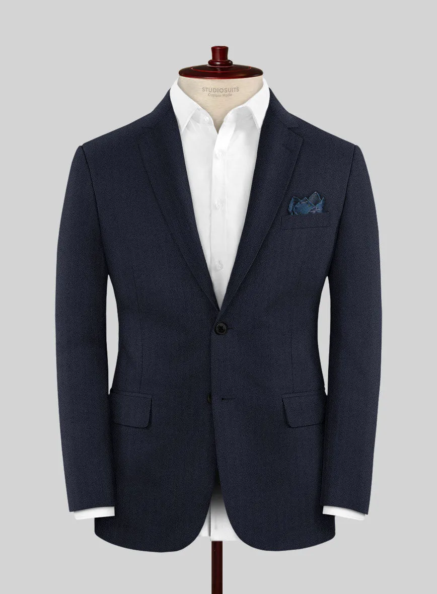 Scabal Somaz Herringbone Blue Wool Jacket