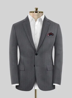 Scabal Tornado Stripes Gray Blue Wool Jacket