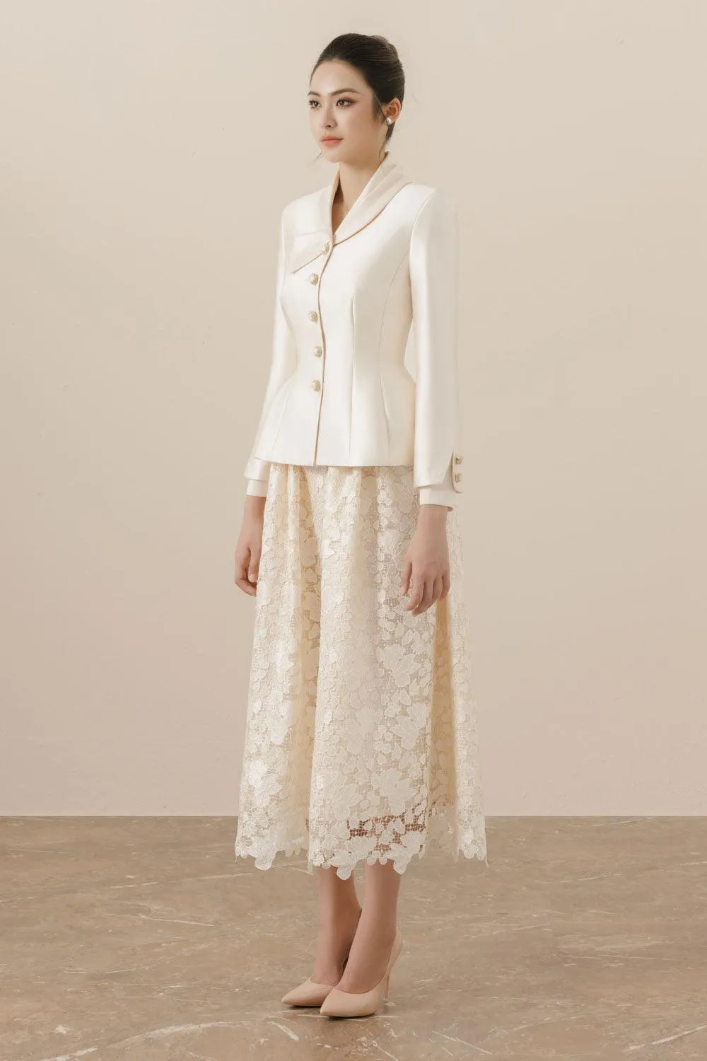 Serena Peplum Button Taffeta Jacket