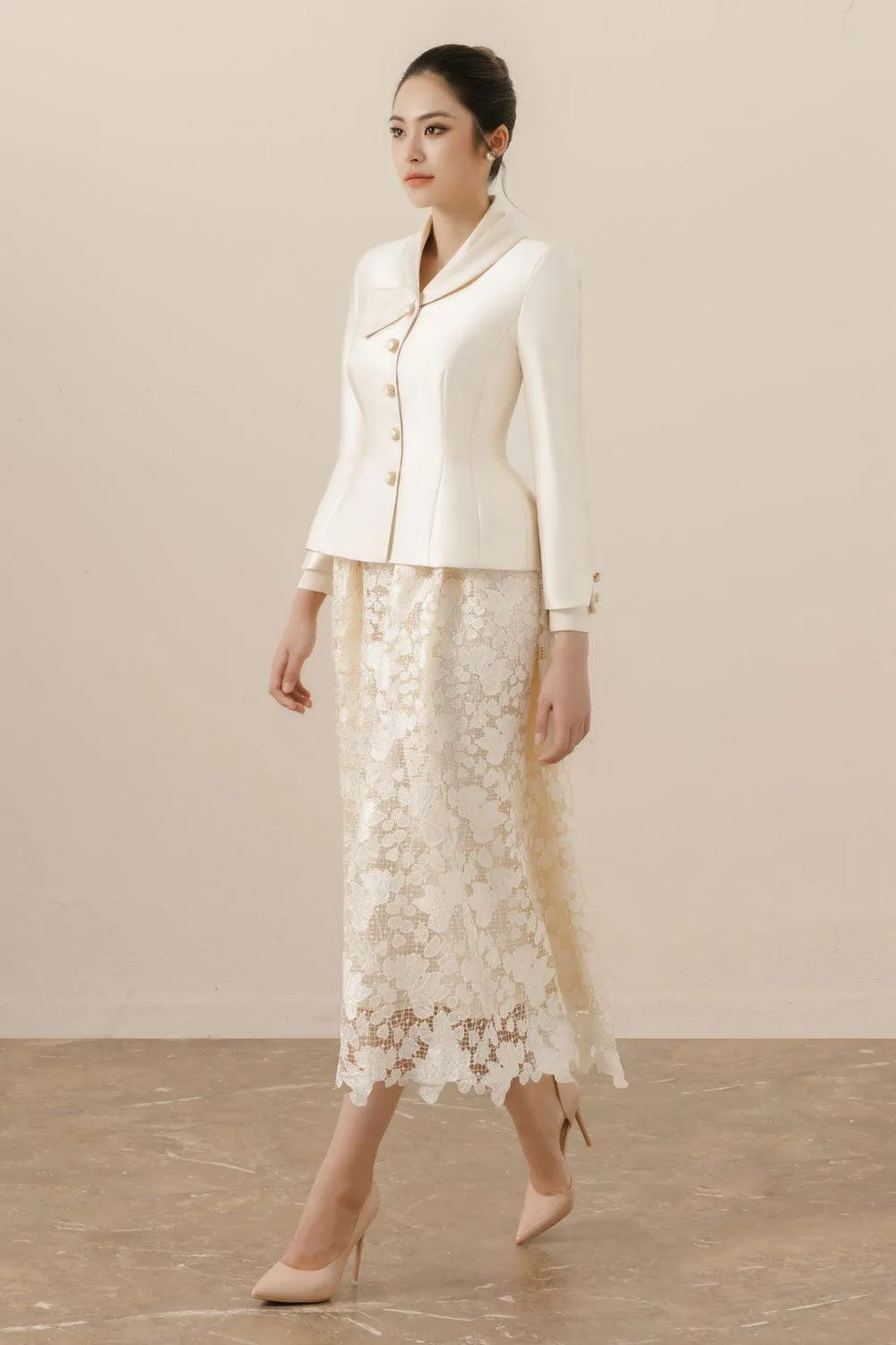 Serena Peplum Button Taffeta Jacket