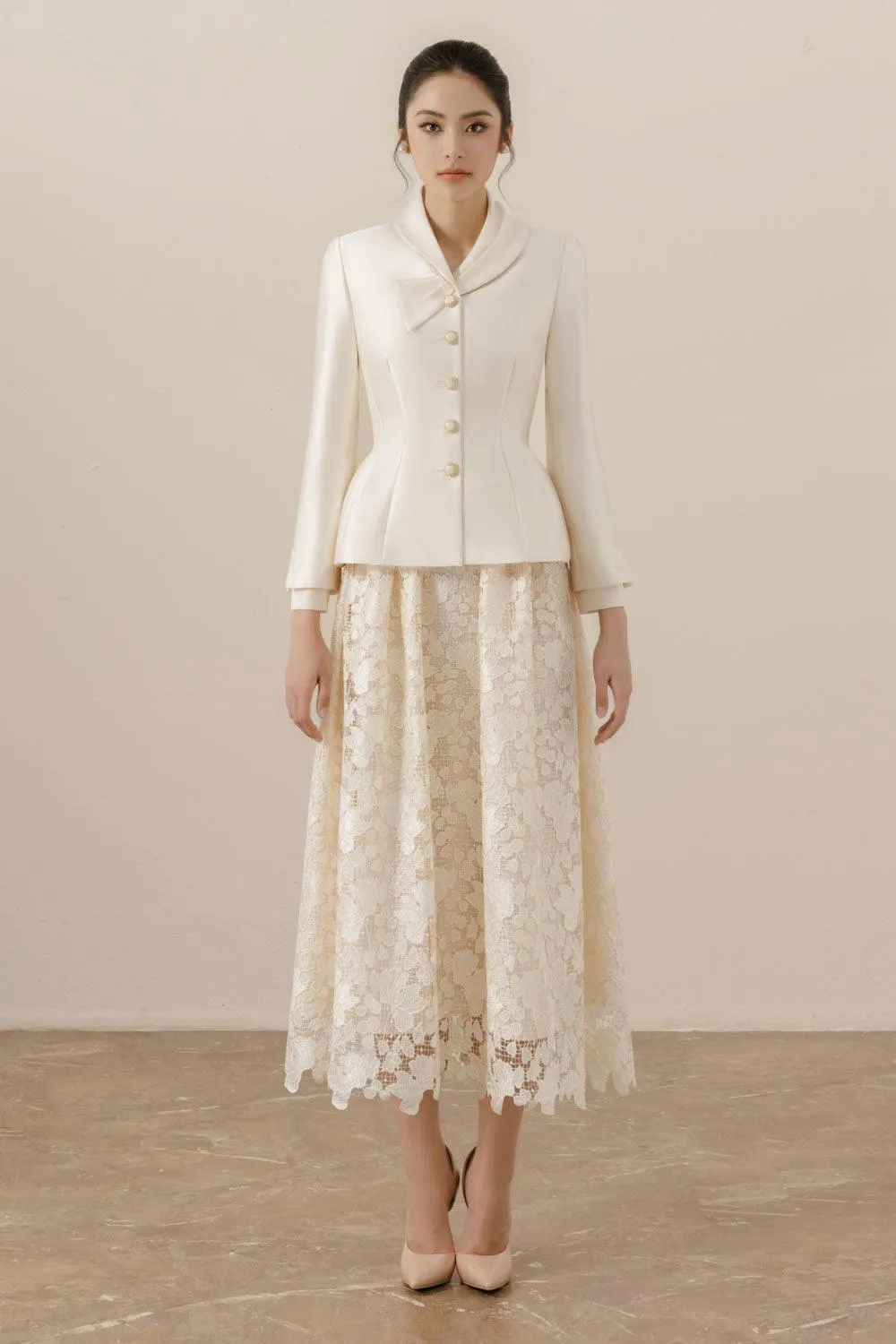 Serena Peplum Button Taffeta Jacket