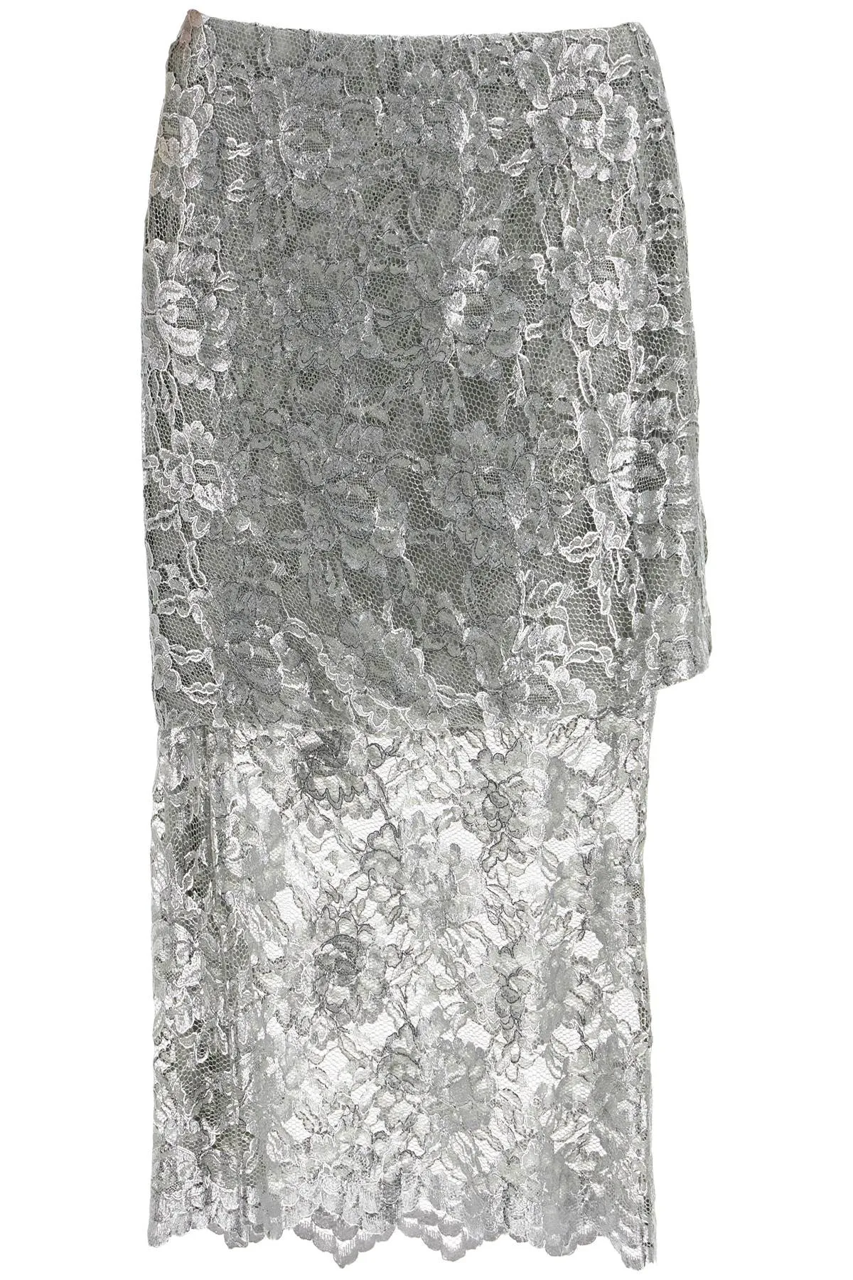 Silver Lace Midi Skirt