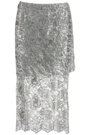 Silver Lace Midi Skirt