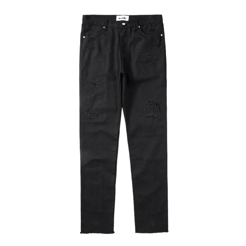 Slim fit distressed jean with back leg zipper
