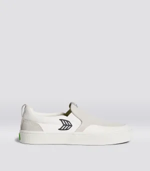 SLIP-ON PRO Off-White Canvas Vintage White Suede Black Logo Sneaker Men