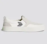 SLIP-ON PRO Off-White Canvas Vintage White Suede Black Logo Sneaker Men