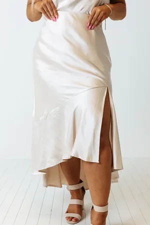 Smooth Satin Midi Skirt Charming Elegance