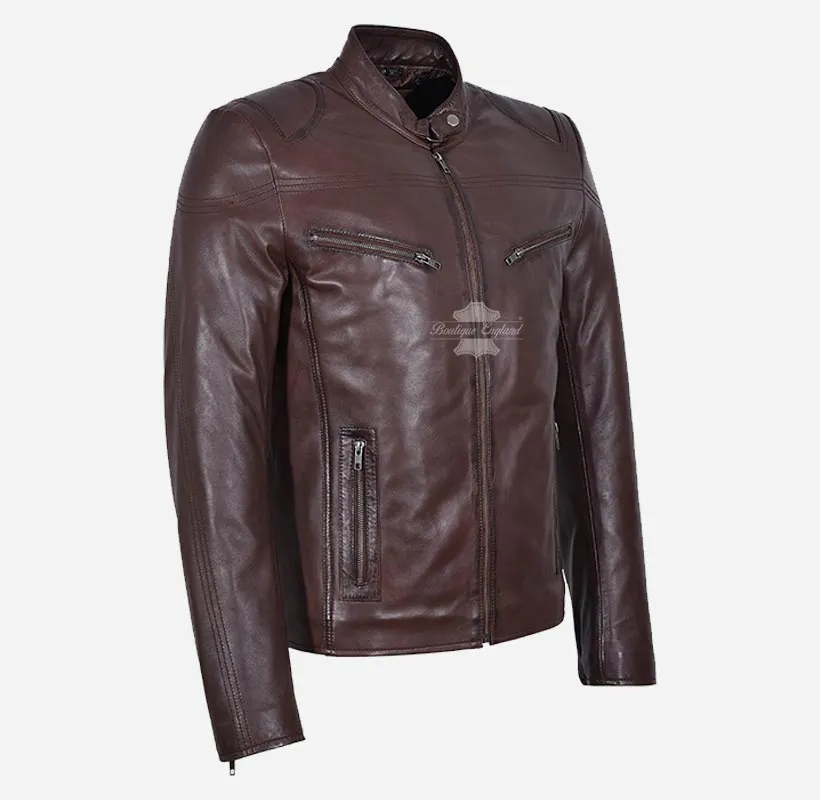 SPEED Men's Biker Leather Jacket Real Leather Biker Fashion Jacket