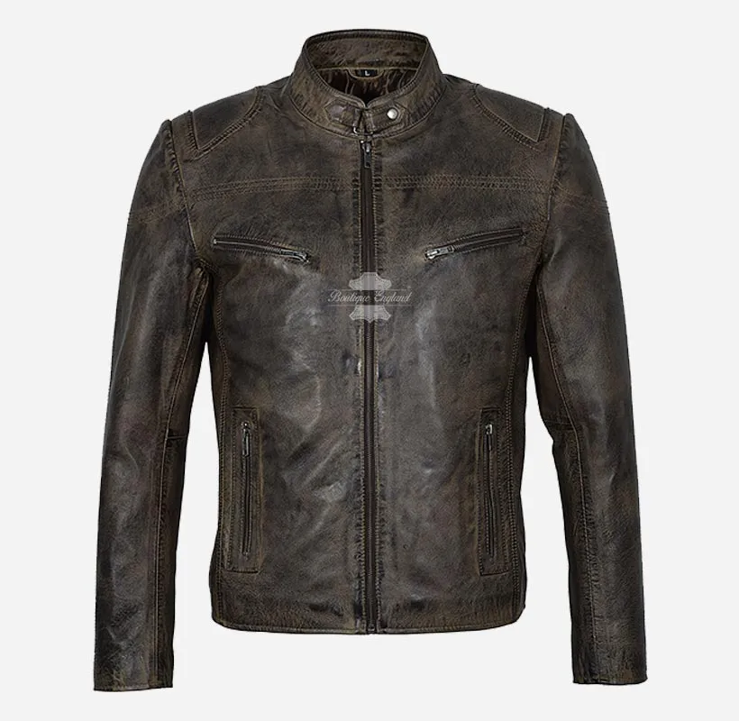 SPEED Men's Biker Leather Jacket Real Leather Biker Fashion Jacket