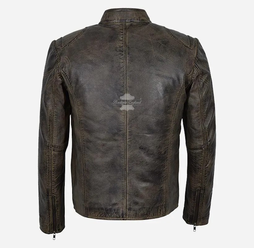 SPEED Men's Biker Leather Jacket Real Leather Biker Fashion Jacket