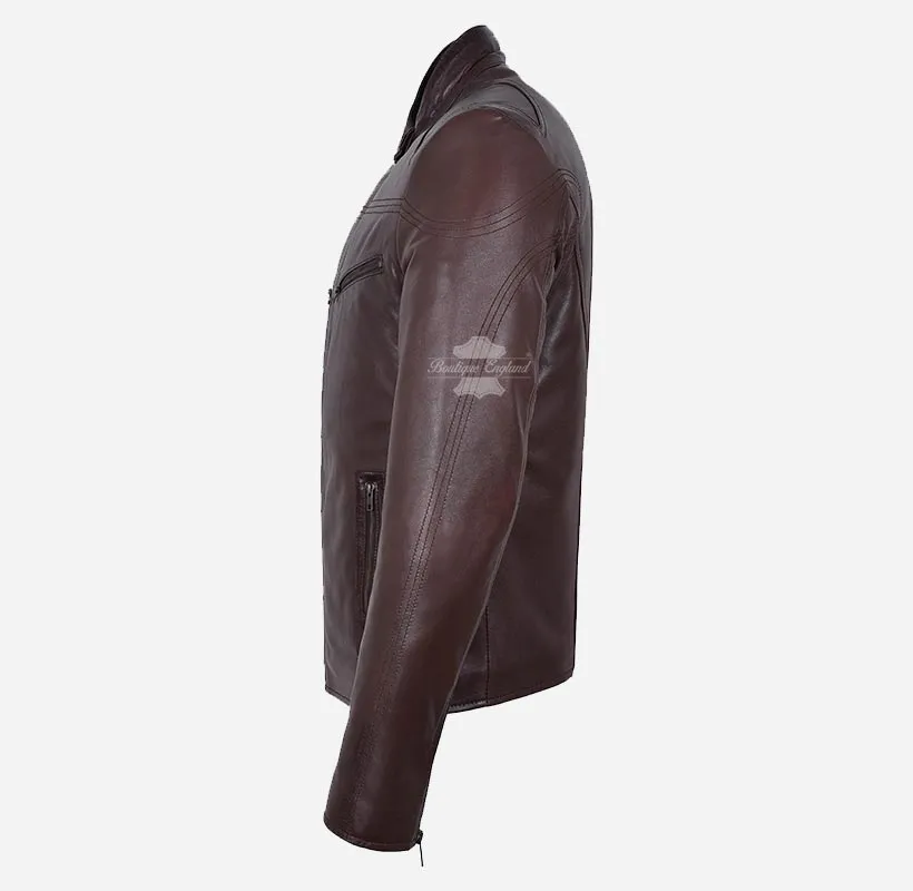 SPEED Men's Biker Leather Jacket Real Leather Biker Fashion Jacket