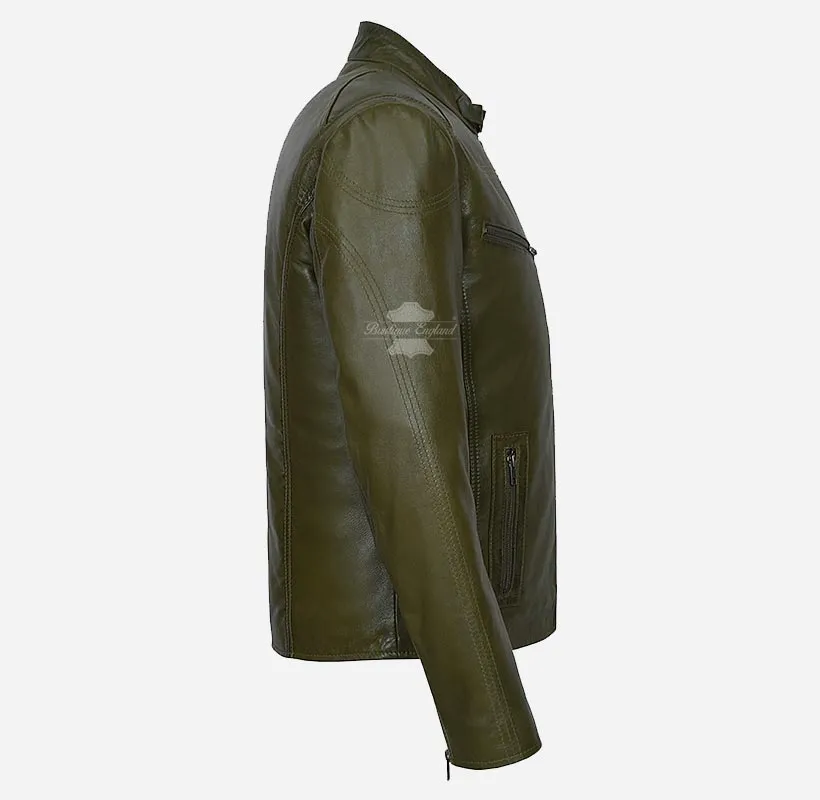 SPEED Men's Biker Leather Jacket Real Leather Biker Fashion Jacket