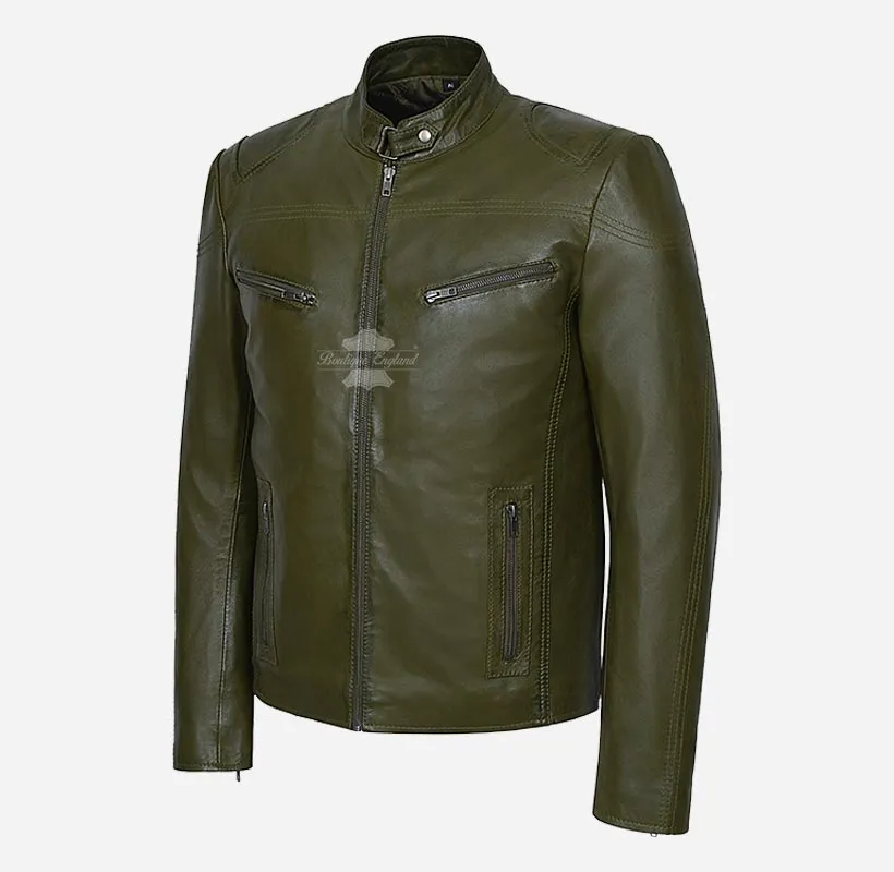 SPEED Men's Biker Leather Jacket Real Leather Biker Fashion Jacket
