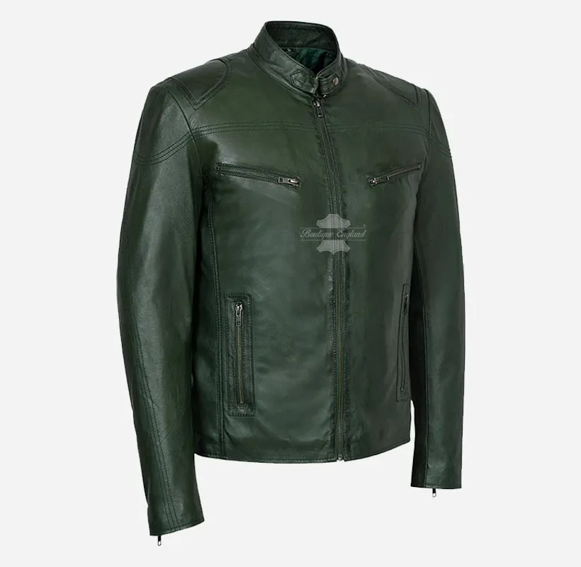 SPEED Men's Biker Leather Jacket Real Leather Biker Fashion Jacket