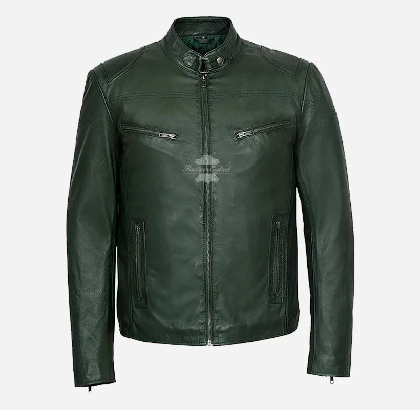 SPEED Men's Biker Leather Jacket Real Leather Biker Fashion Jacket