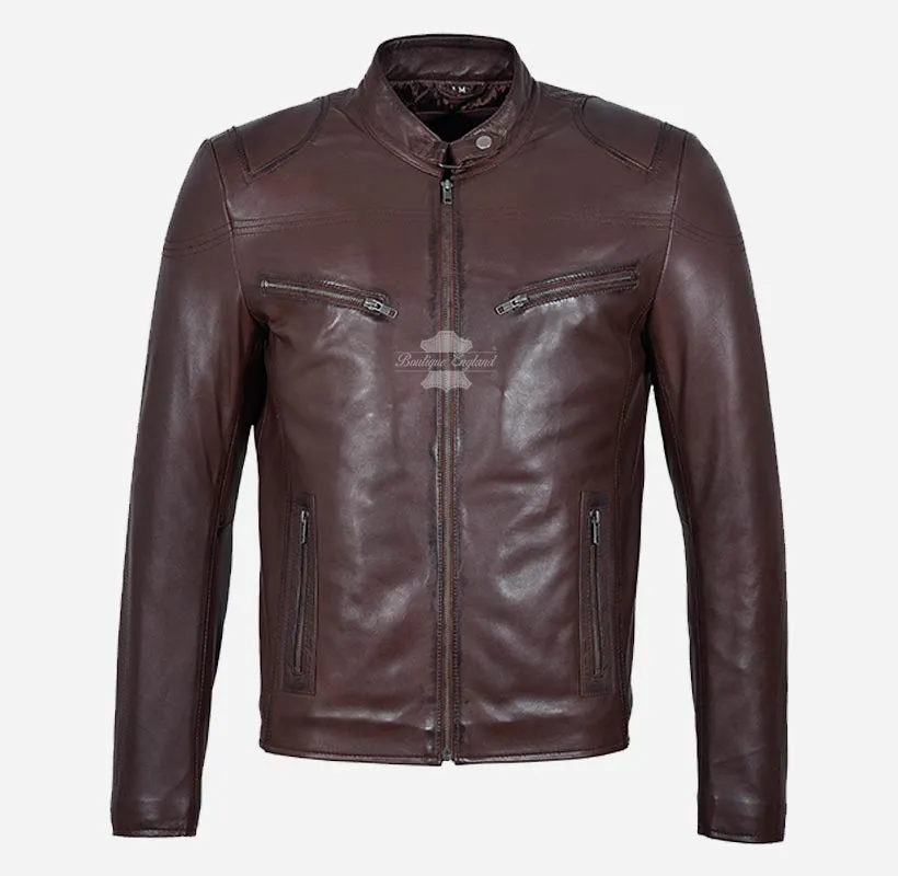 SPEED Men's Biker Leather Jacket Real Leather Biker Fashion Jacket