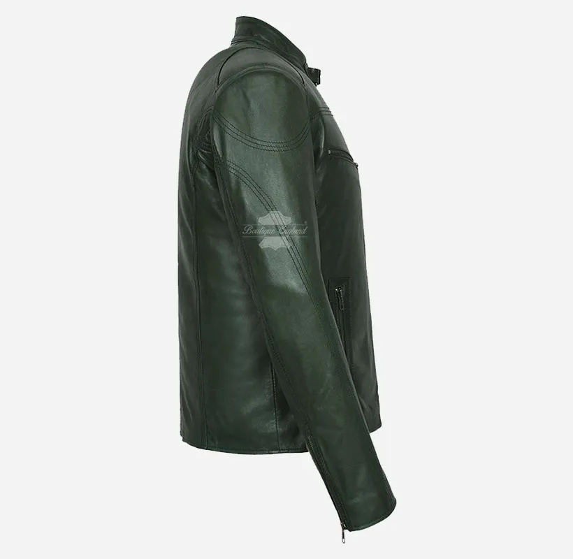 SPEED Men's Biker Leather Jacket Real Leather Biker Fashion Jacket