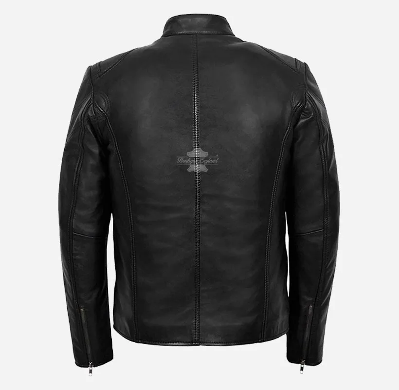 SPEED Men's Biker Leather Jacket Real Leather Biker Fashion Jacket