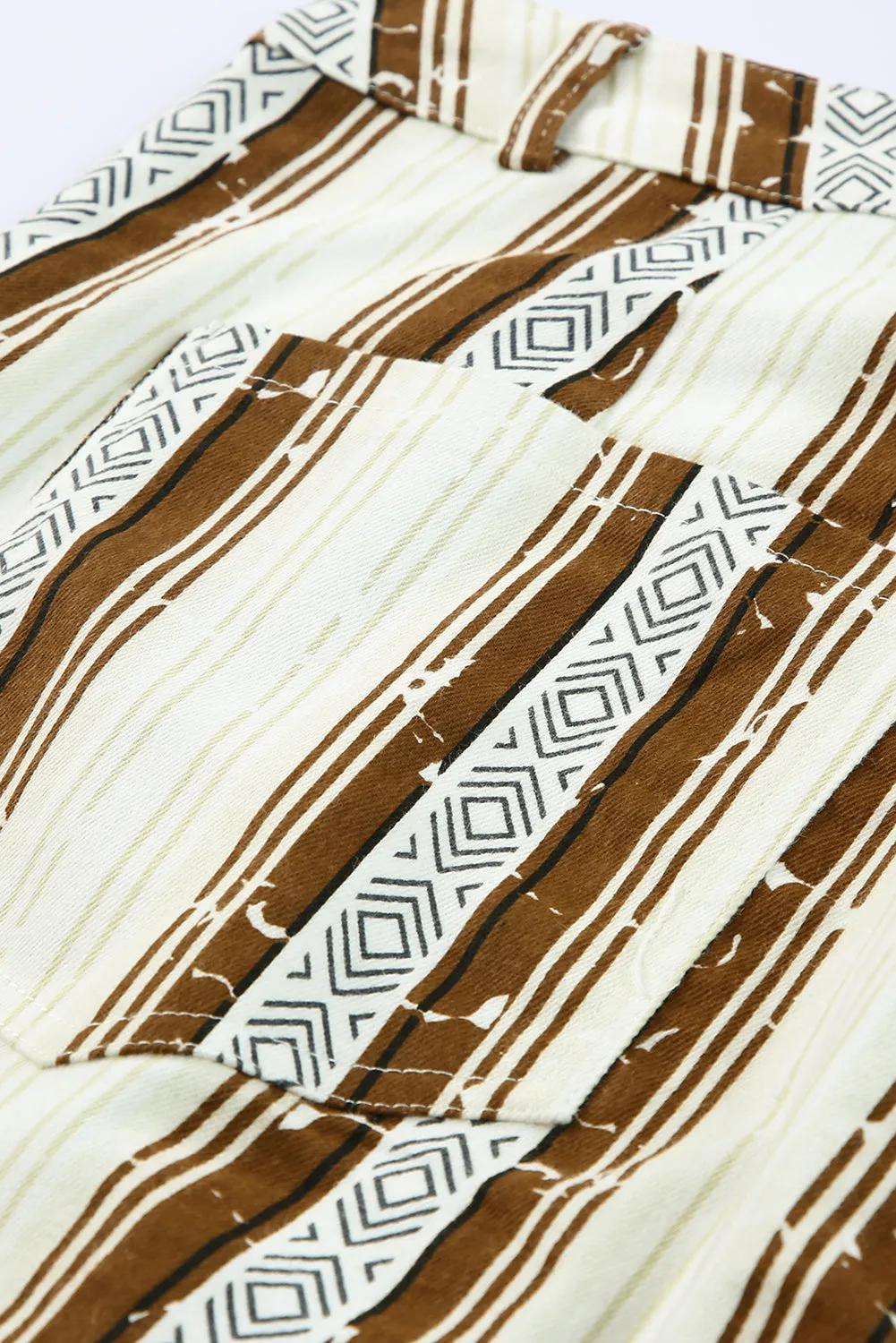 Stripe Print High Waist Bell Bottom Pants