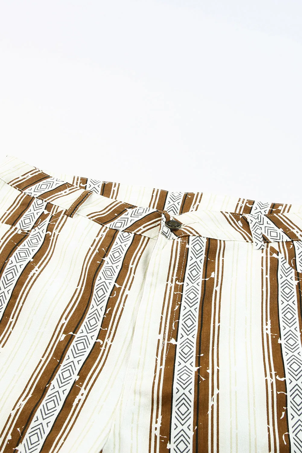 Stripe Print High Waist Bell Bottom Pants