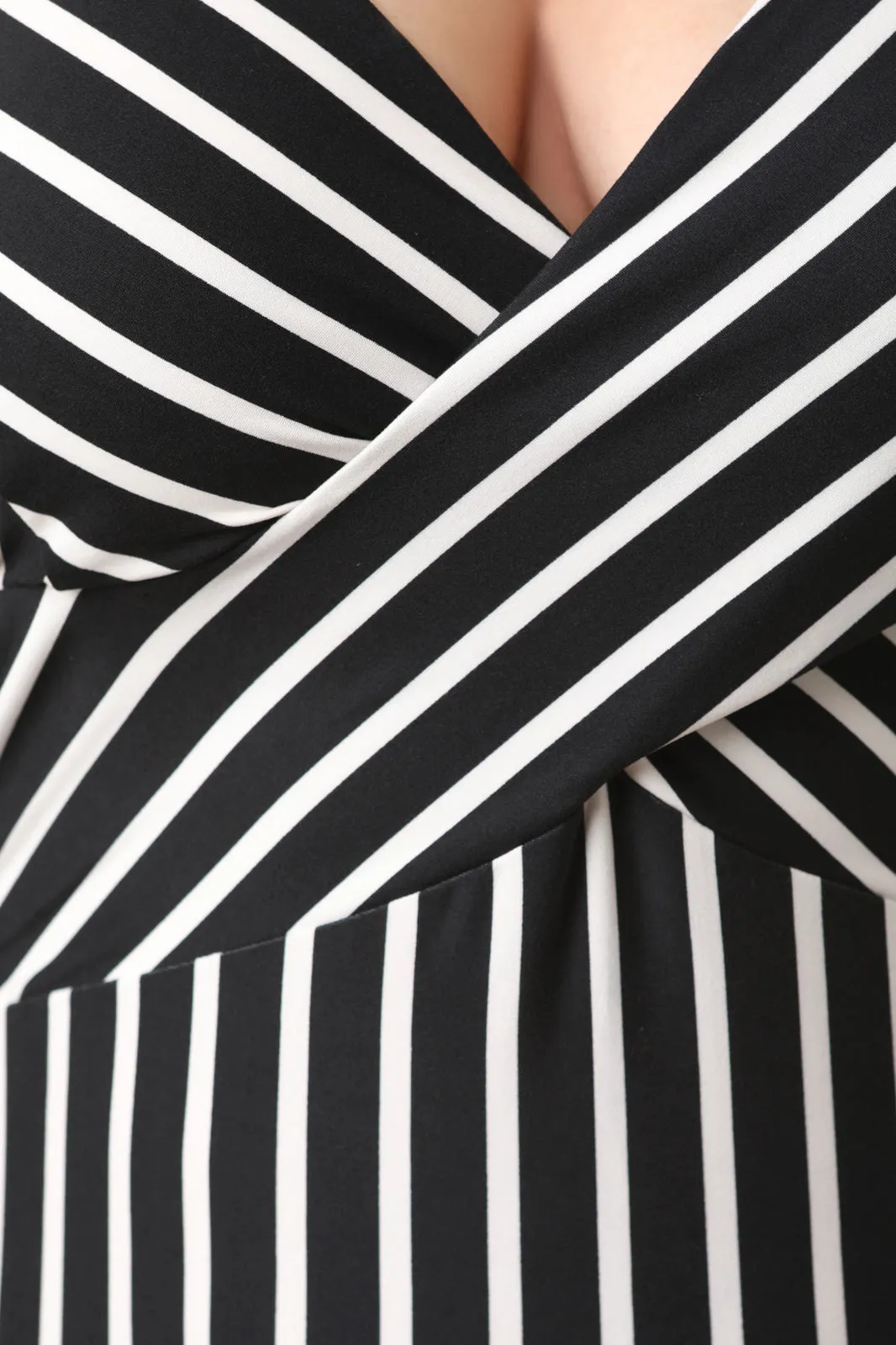 Striped Spaghetti Strap Crisscross Midi Dress