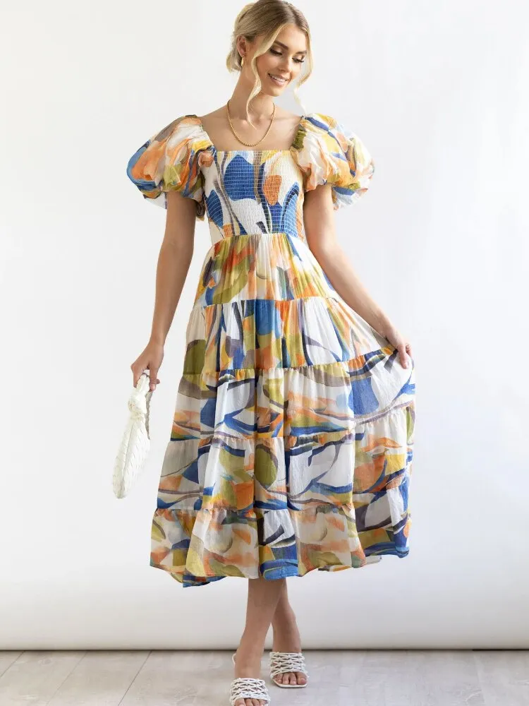Summer Dress Woman 2023 Trendy New Printed Female Dress Spice Slim Backless Long Dresses Formal Occasion Dresses Woman Clothing