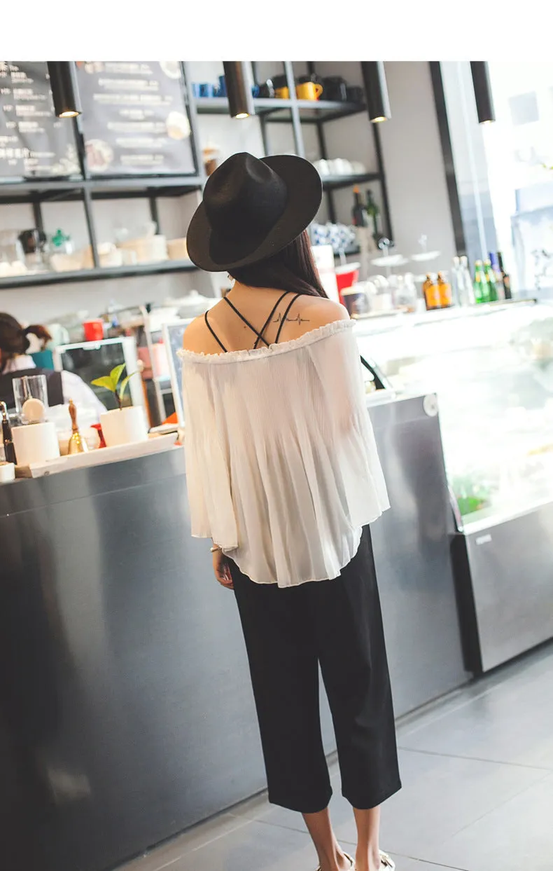 Summer Korean Three Quarter Suit Pants Women Cozy Breathable Wide Leg Outdoor High Waist Slim Look Straight Casual Pants