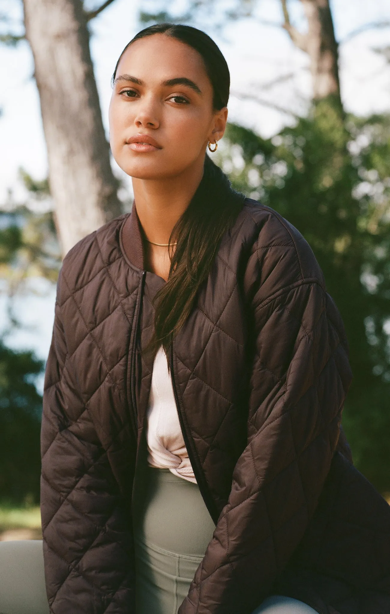 Sunrise Quilted Nylon Bomber Jacket