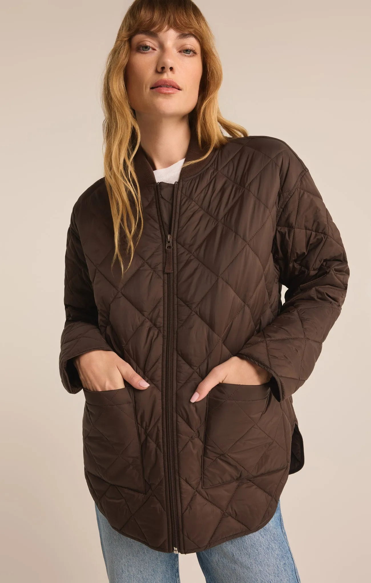 Sunrise Quilted Nylon Bomber Jacket