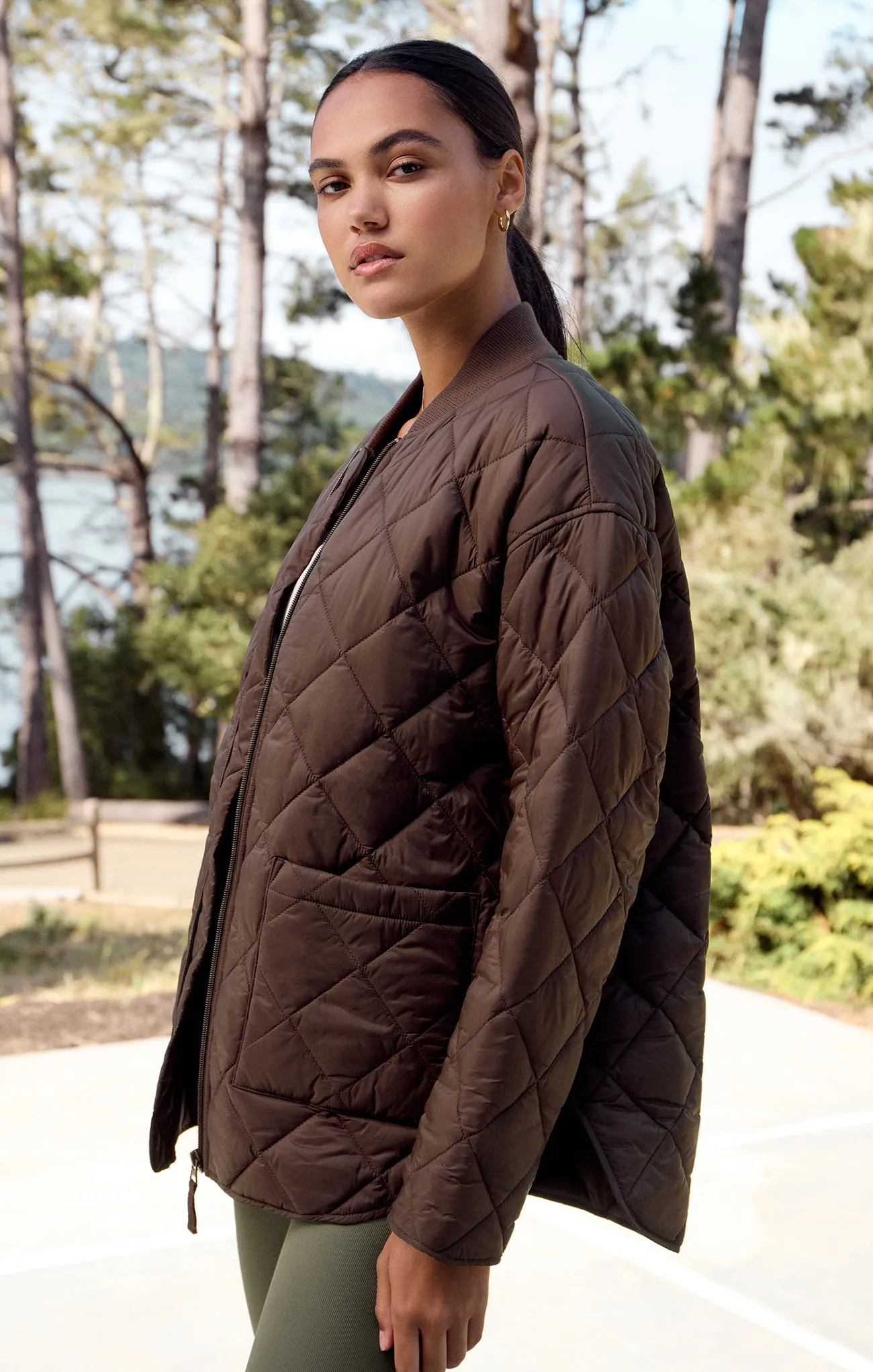 Sunrise Quilted Nylon Bomber Jacket