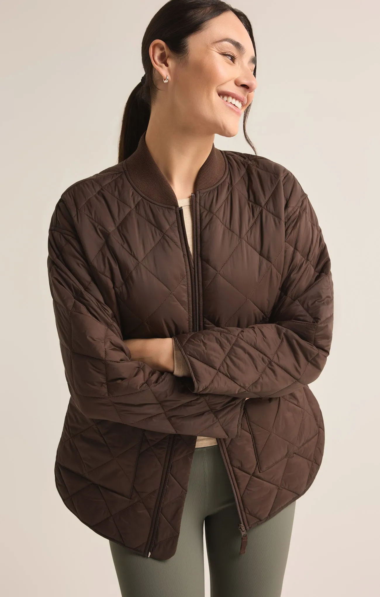 Sunrise Quilted Nylon Bomber Jacket