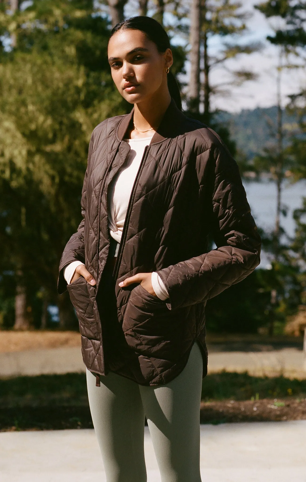 Sunrise Quilted Nylon Bomber Jacket