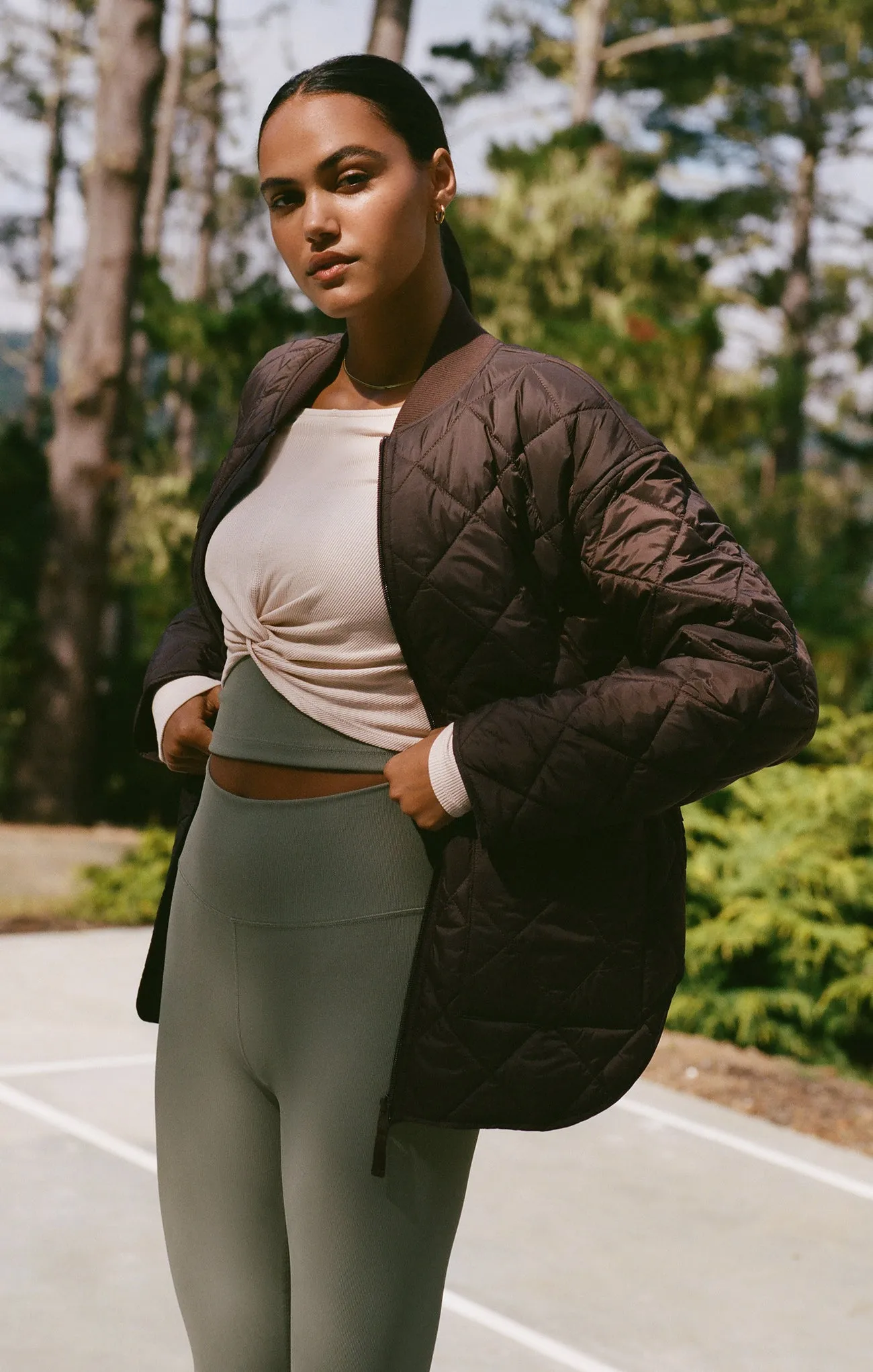 Sunrise Quilted Nylon Bomber Jacket