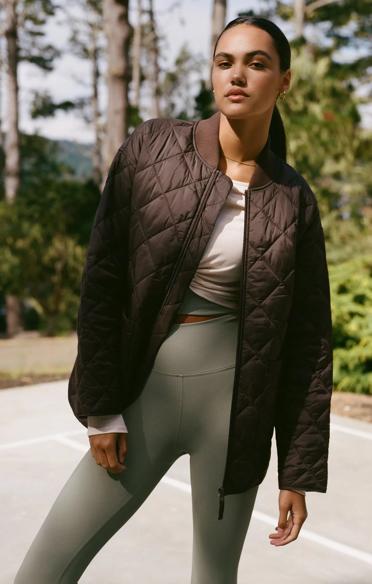 Sunrise Quilted Nylon Bomber Jacket