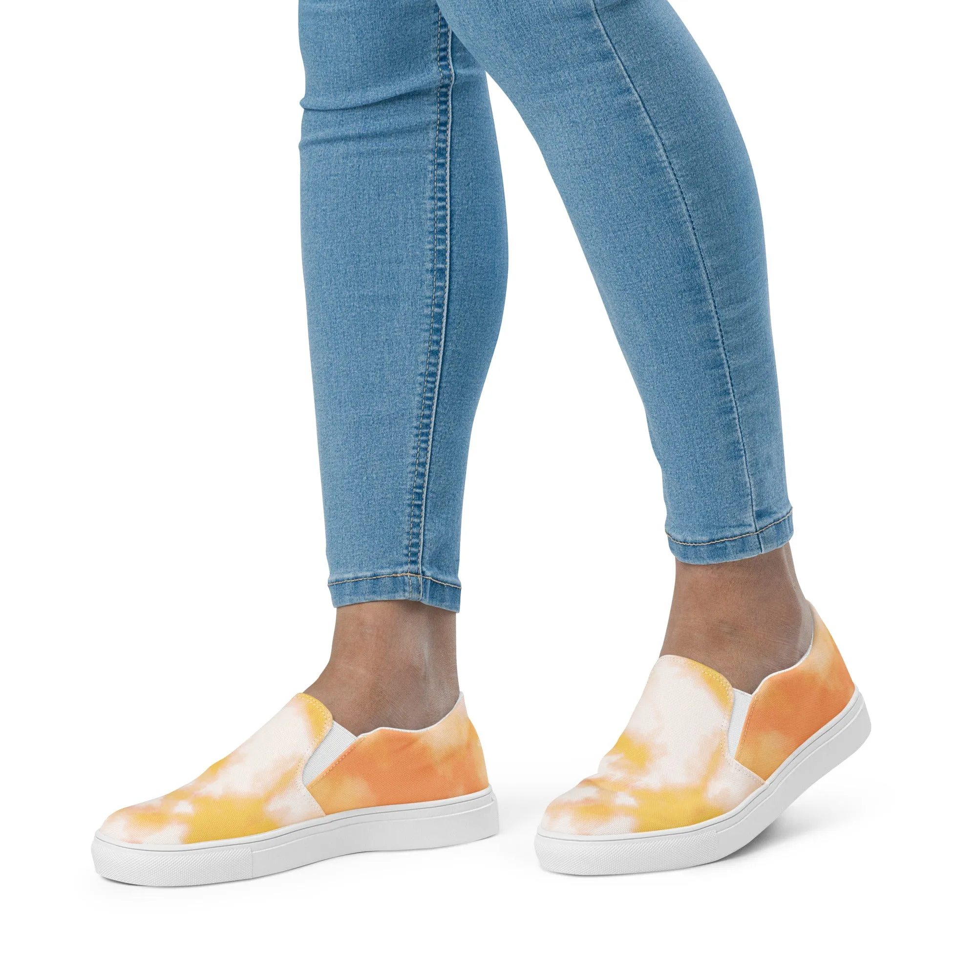 Sunset Tie Dye Women's Sneakers, Tie Dye Abstract Print Women’s Slip-On Canvas Shoes (US Size: 5-12)